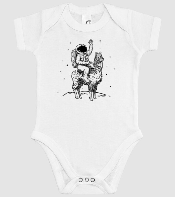 Alpaca Astronaut model alb pe tricou