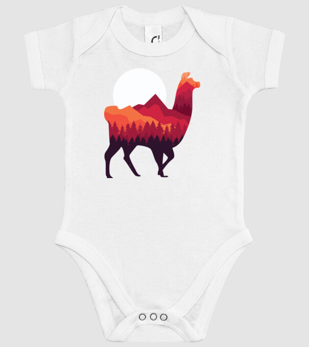 Pădure Alpaca model alb pe tricou