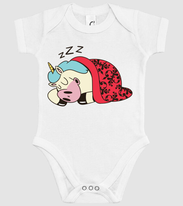 Unicorn adormit model alb pe tricou