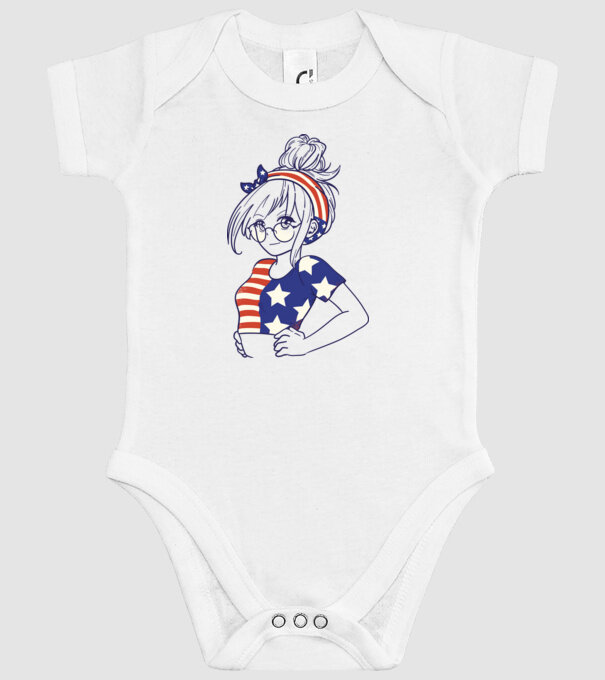 fată Americană Anime model alb pe tricou