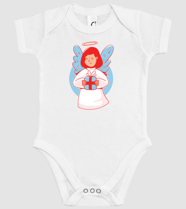Înger cu un cadou model alb pe tricou
