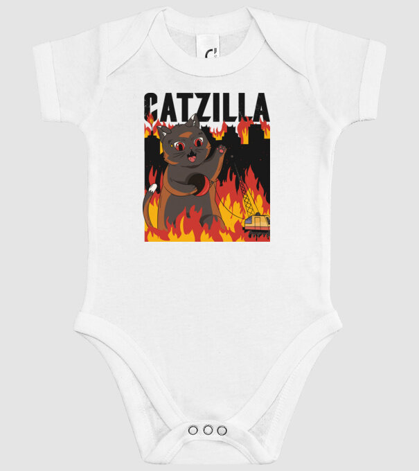 Anime Catzilla model alb pe tricou
