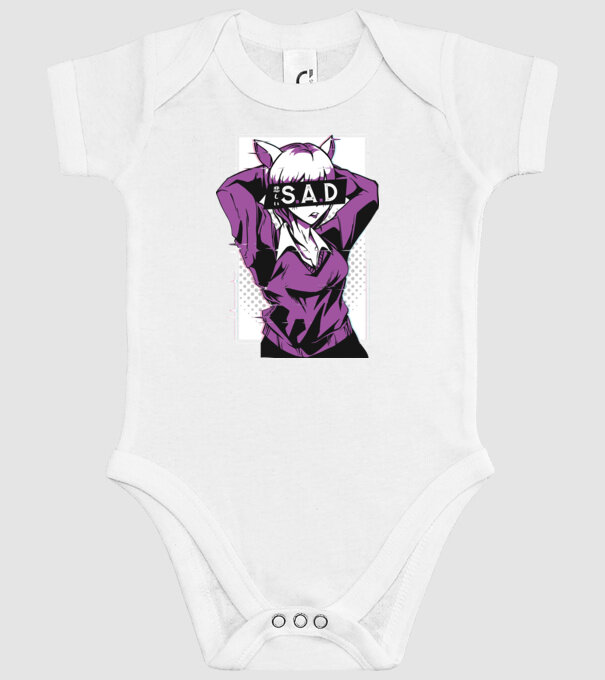 Anime fată tristă model alb pe tricou