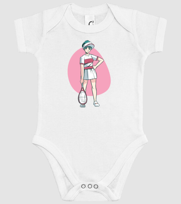 Anime Jucător de tenis fată model alb pe tricou