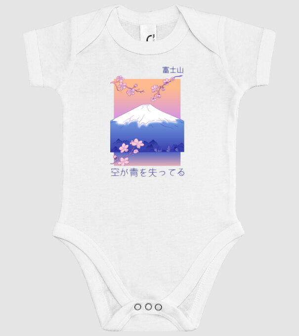 Anime Vaporwave munte model alb pe tricou