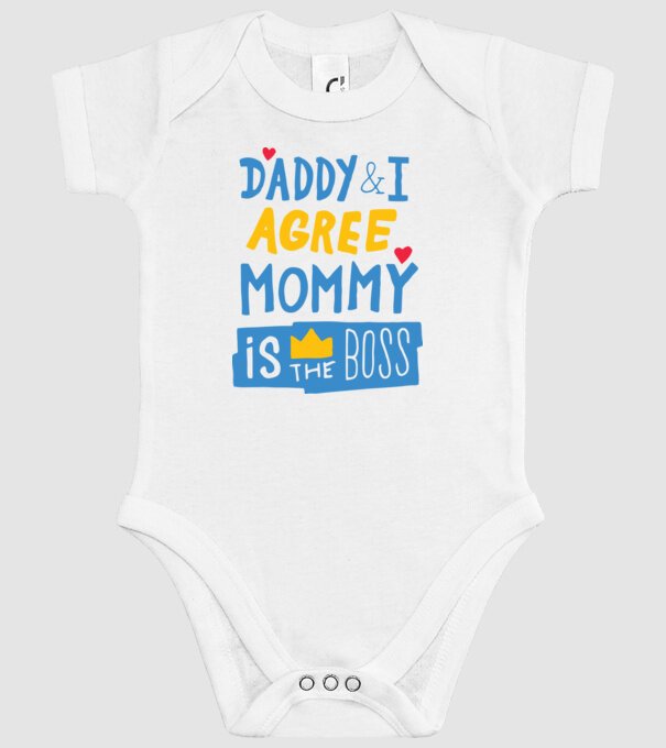 Mama e șefa model alb pe tricou