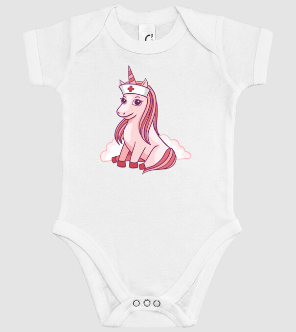 Îngrijitor unicorn model alb pe tricou