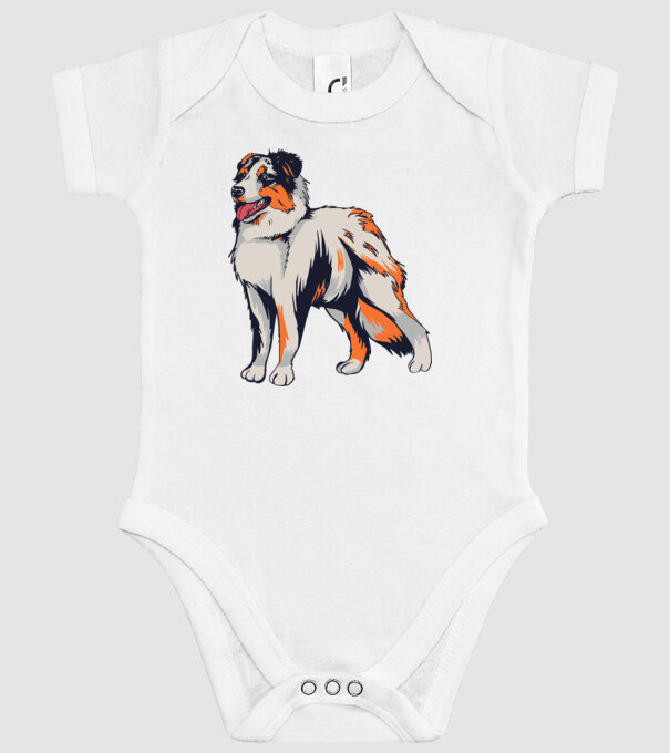 Câine ciobănesc Australian model alb pe tricou