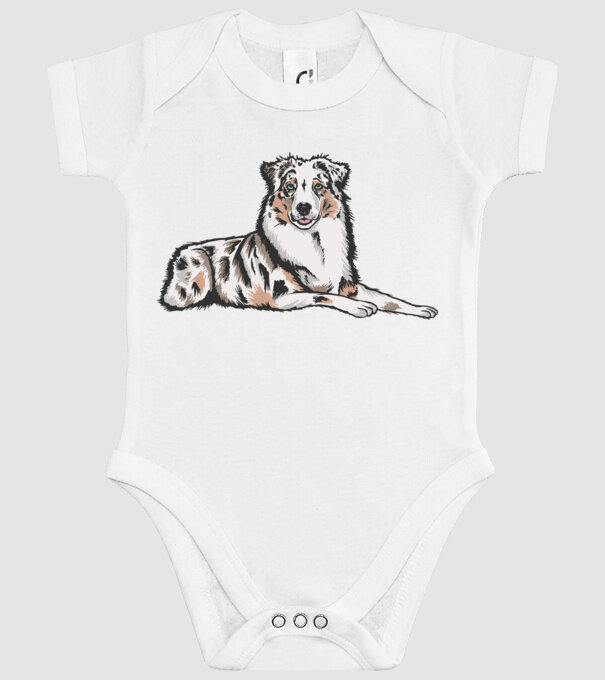 Câine ciobănesc Australian model alb pe tricou