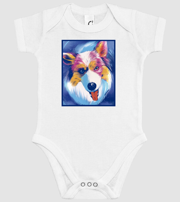 Câine ciobănesc australian model alb pe tricou