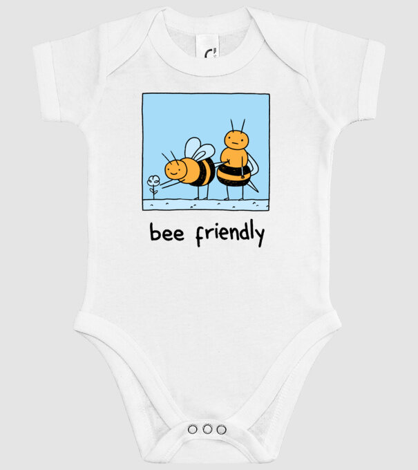 Bee friendly model alb pe tricou