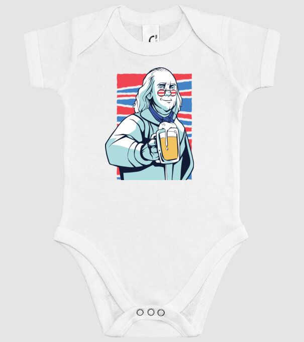 Benjamin Franklin Beer model alb pe tricou