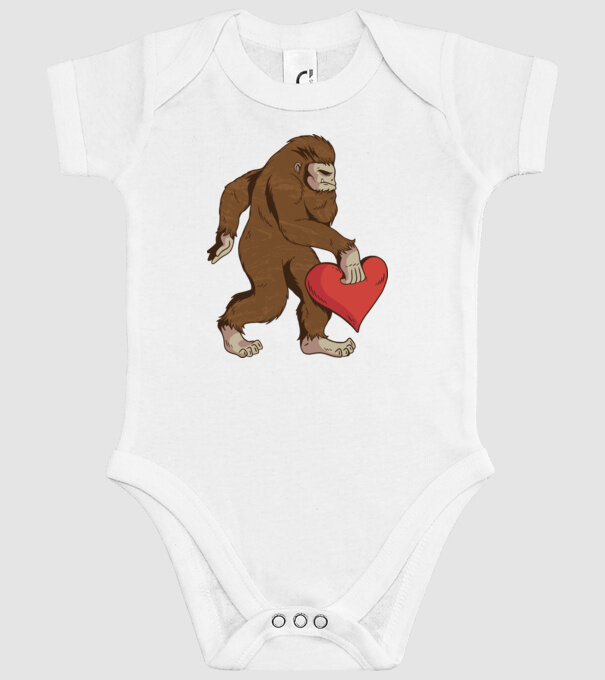 Bigfoot Yeti cu inimă model alb pe tricou