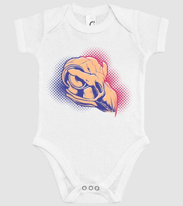 Bird skull model alb pe tricou