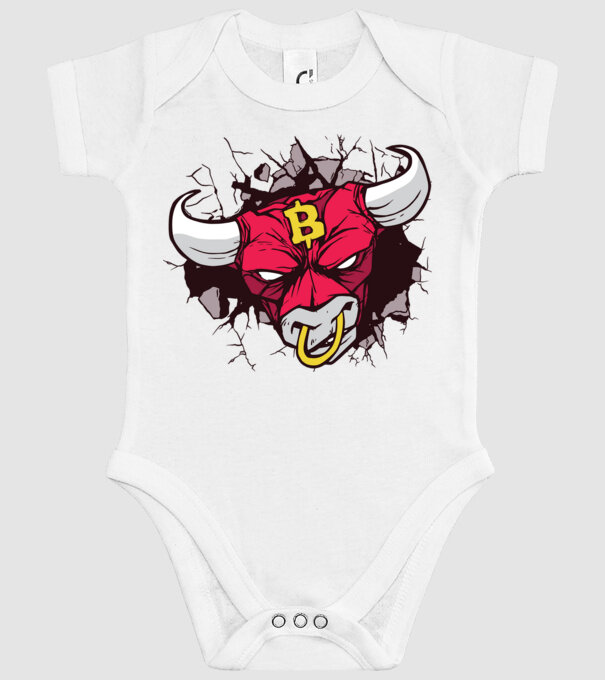 Taur Bitcoin model alb pe tricou