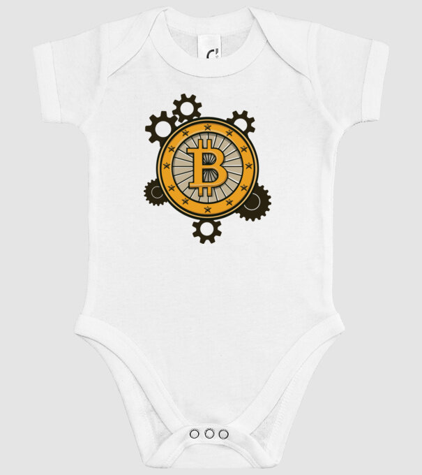 Mecanică Bitcoin model alb pe tricou