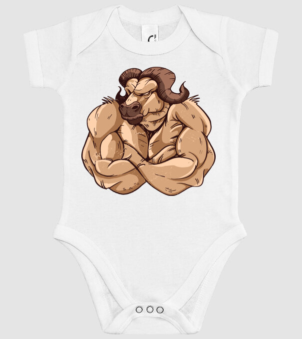 Puternic ca un bivol model alb pe tricou
