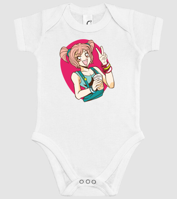 Bobba fată Anime model alb pe tricou