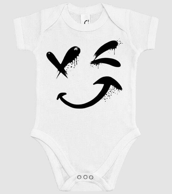Emoji fericit Râs model alb pe tricou