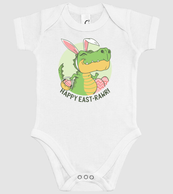 Paște Fericit tricou cu dinozaur model alb pe tricou