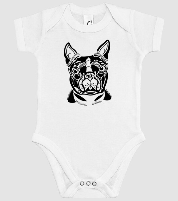 Câine Boston Terrier model alb pe tricou