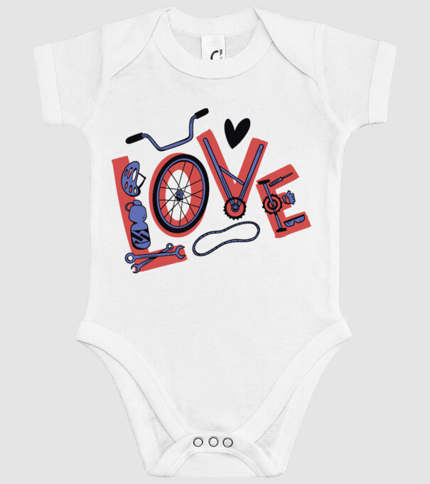 Love Bicicletă model alb pe tricou