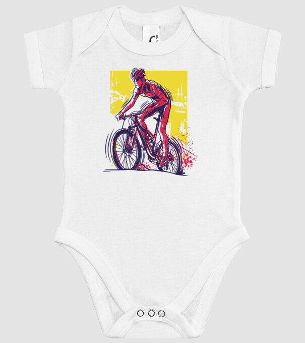 Ciclist model alb pe tricou