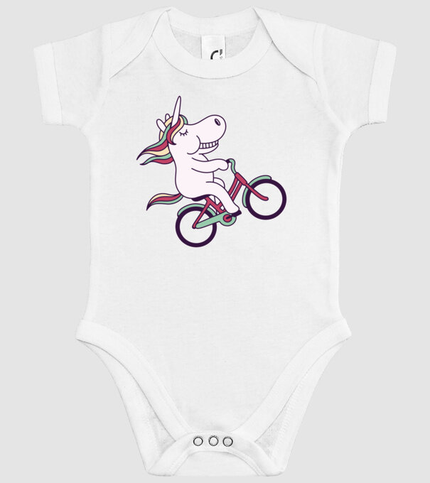 unicorn cu bicicletă model alb pe tricou