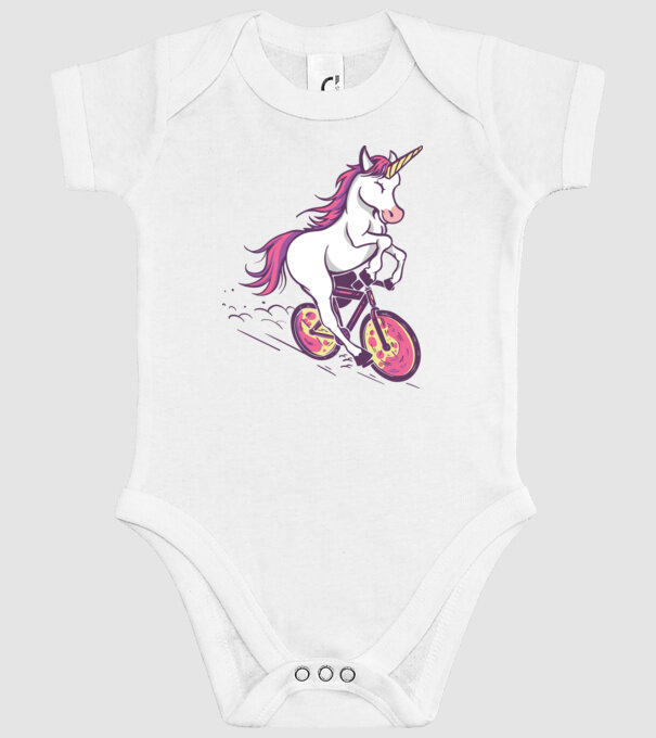 unicorn cu bicicletă model alb pe tricou