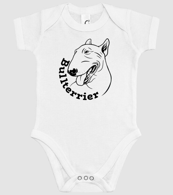 Bull Terrier model alb pe tricou