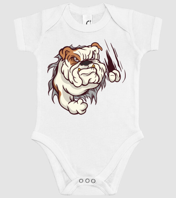 Bulldog model alb pe tricou