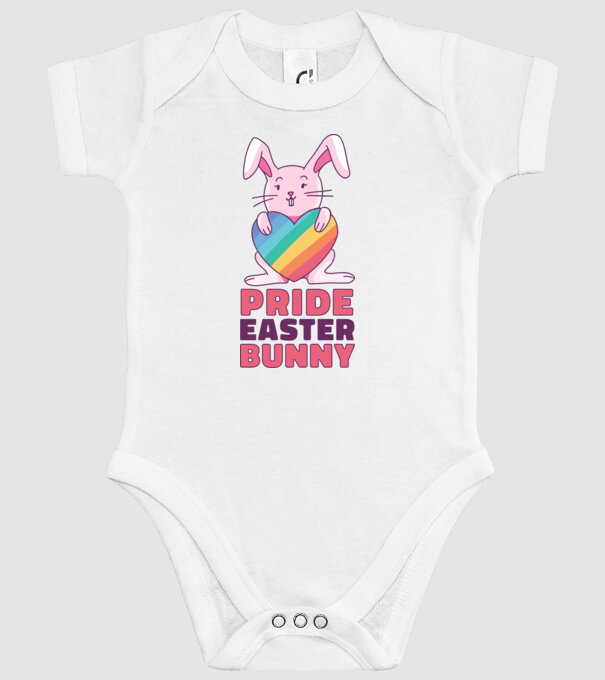 Iepurașul de Paște mândru model alb pe tricou