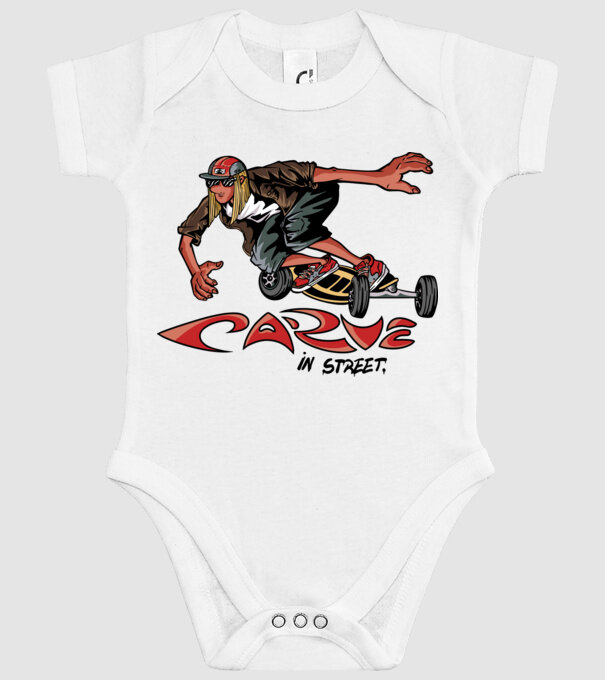Carveboard Longboard model alb pe tricou