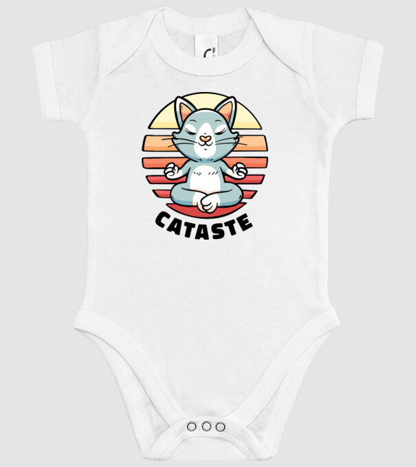Pisică Cataste meditație model alb pe tricou