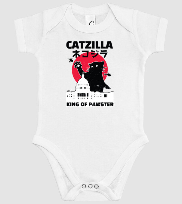 Catzilla - Pisică Godzilla model alb pe tricou
