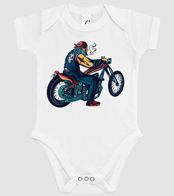 Motociclist Chopper model alb pe tricou