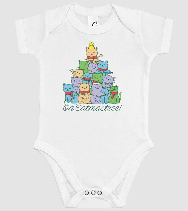 Pom de Crăciun Pisică model alb pe tricou
