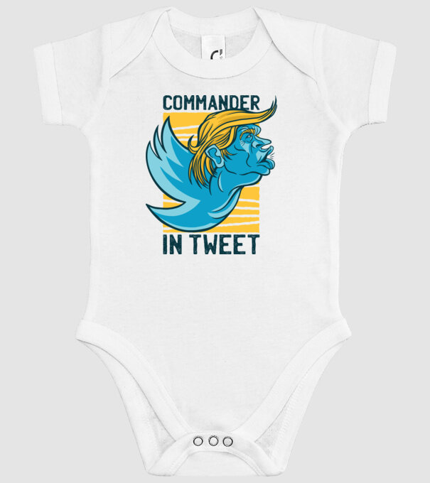 Commander in Tweet - Trump model alb pe tricou