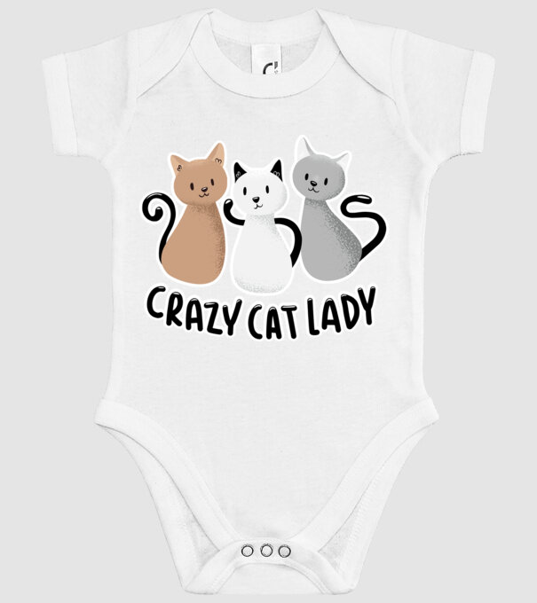 Crazy Cat Lady - fată nebună cu pisică model alb pe tricou