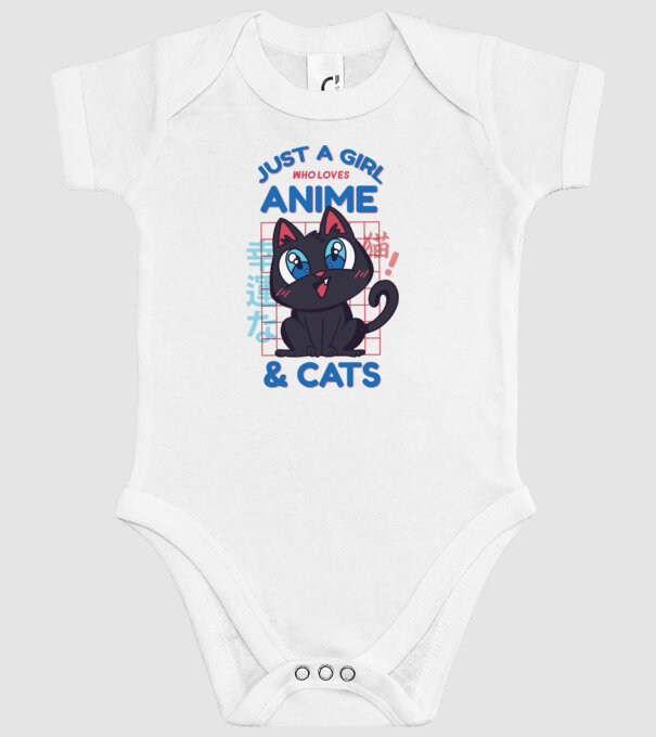 Doar o fată căreia îi place Anime și Pisicile model alb pe tricou