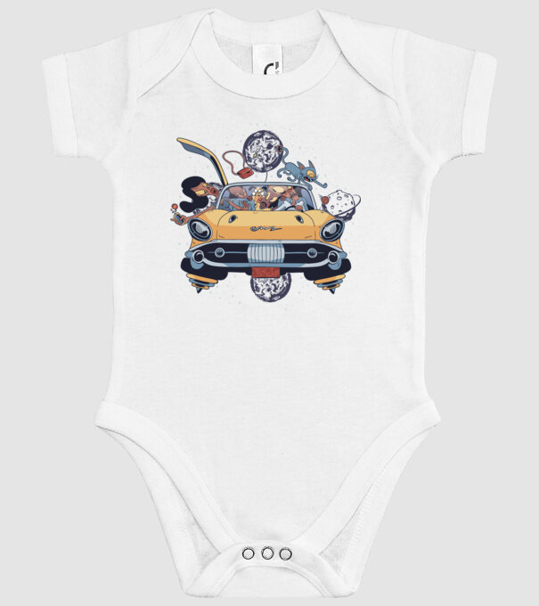 Familie în spațiu model alb pe tricou