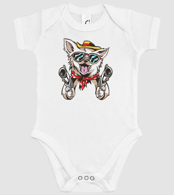 Chihuahua cu Pistol model alb pe tricou
