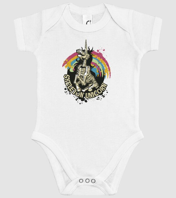 Schelet unicorn model alb pe tricou