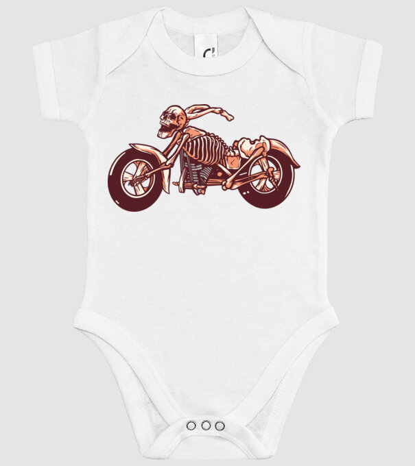 Motocicletă cu Schelet model alb pe tricou