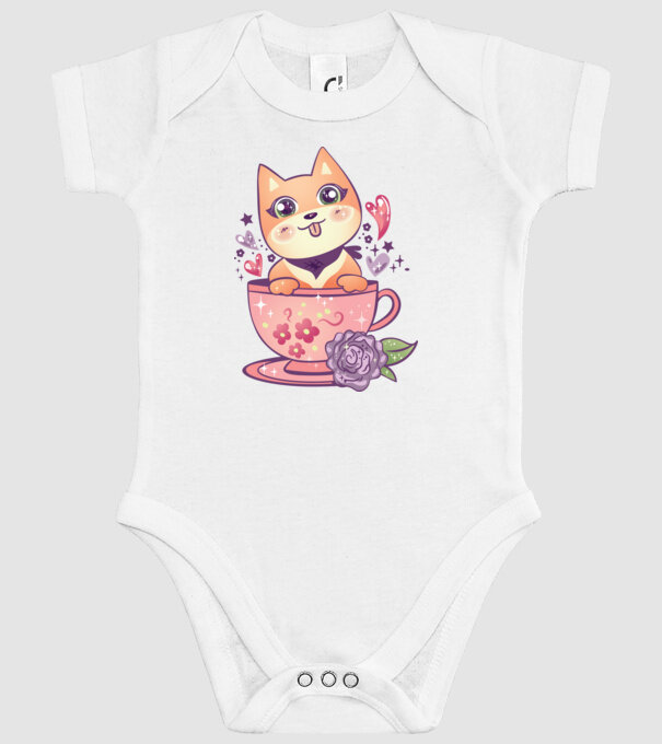 Câine drăguț Anime model alb pe tricou