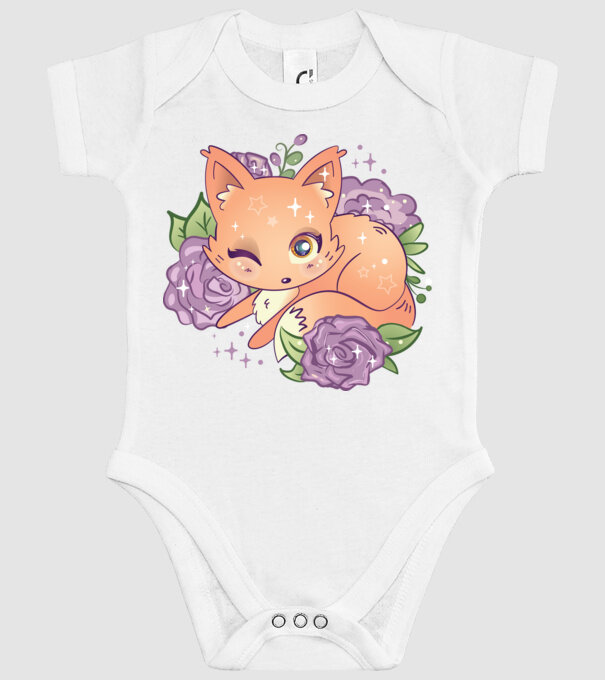 Vulpe Drăguță Anime model alb pe tricou