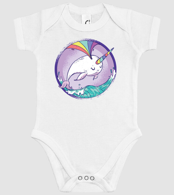 Unicorn drăguț Balenă - Narval model alb pe tricou
