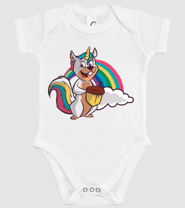 Unicorn drăguț Veveriță model alb pe tricou