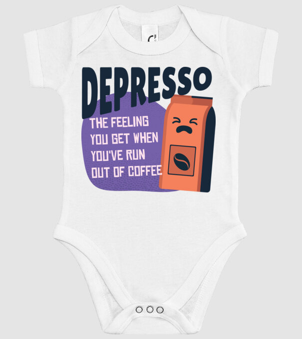 Depresso - Sentimentul când rămâi fără cafea model alb pe tricou