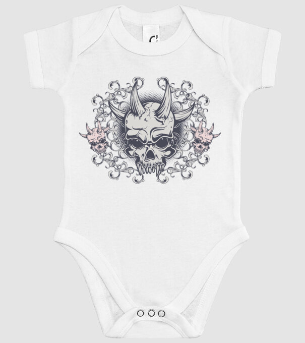 Devil Skull model alb pe tricou